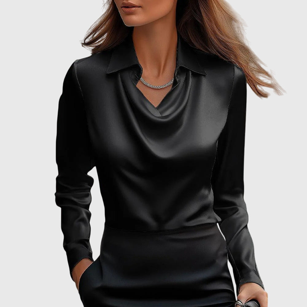 Candice™ – Pleated Shine Blouse for Quiet Confidence