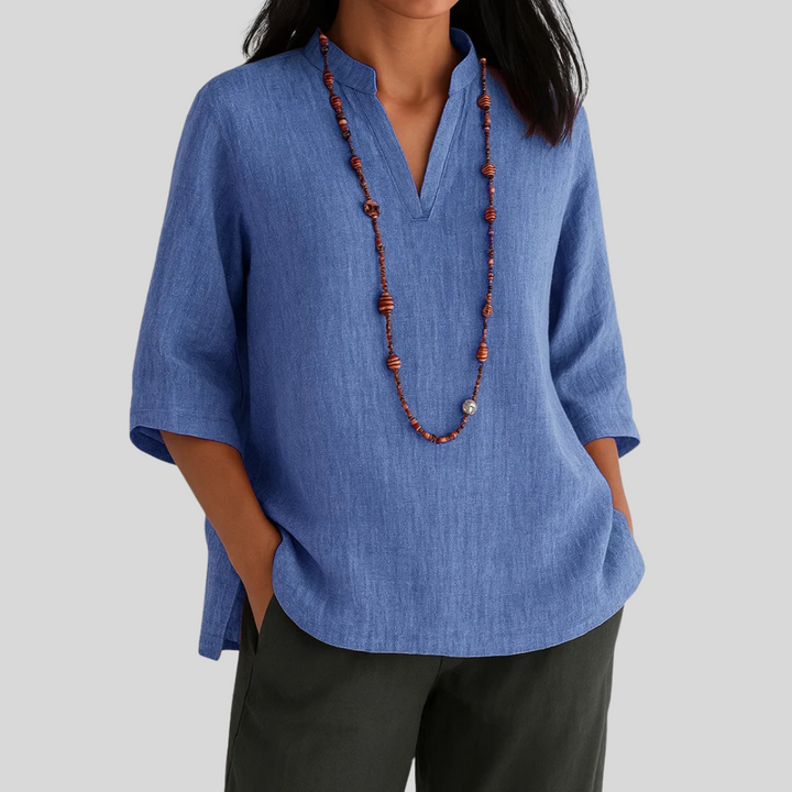 Amaya™ – Relaxed V-Neck Blouse for Everyday Elegance