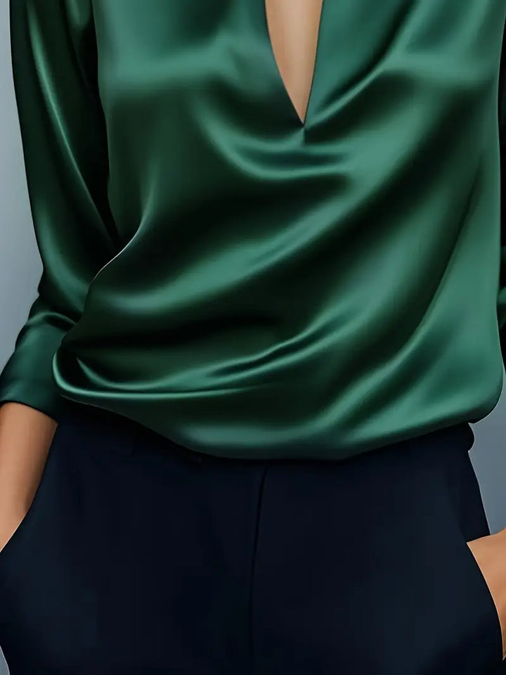 Naya™ – Elegant V-Neck Blouse for Day-to-Night Confidence