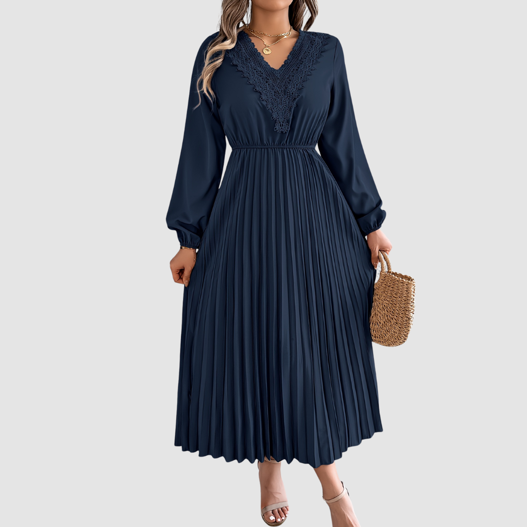 Małgorzata – Lace Dress with V-Neck in A-Line Cut