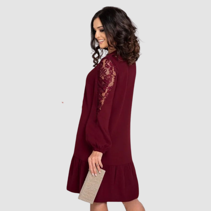 Celina – Midi Dress with Lace Sleeves