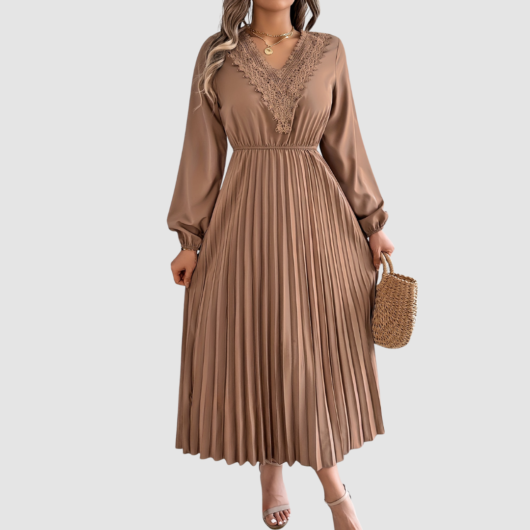 Małgorzata – Lace Dress with V-Neck in A-Line Cut