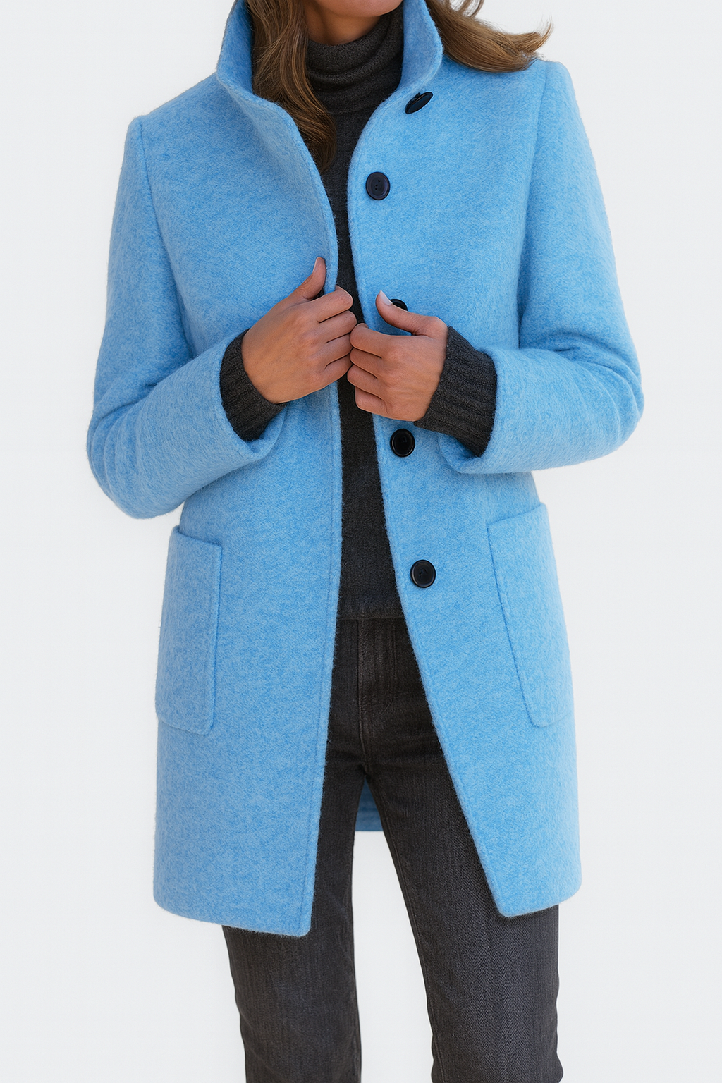 LIDIA | Jacket with a High Collar Made of Wool Blend