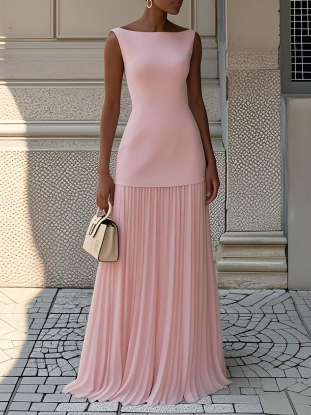 Maria – Sleeveless Dress with Flowing Pleats