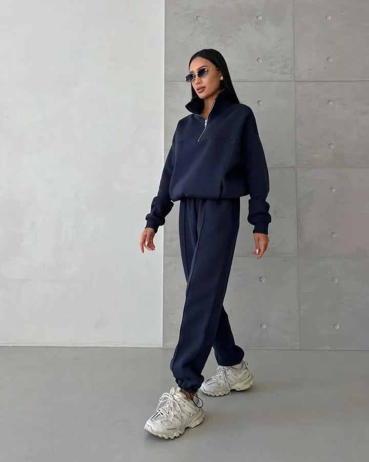 Senna | Sporty Lounge Set with Zipper Collar