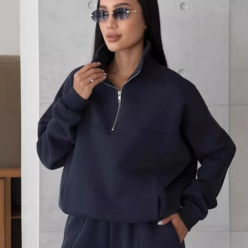 Senna | Sporty Lounge Set with Zipper Collar