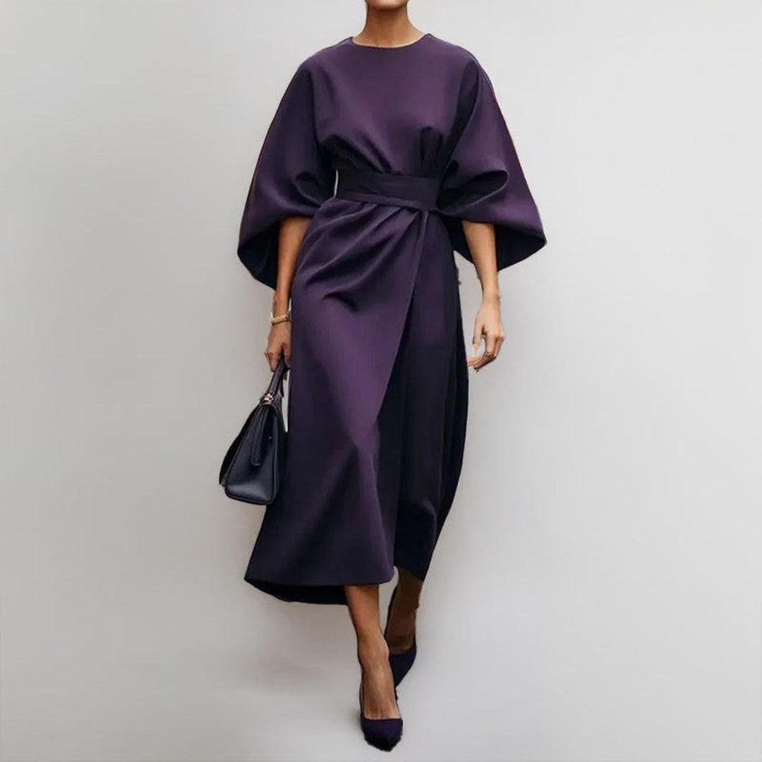 Lucyna – Satin Maxi Dress with Batwing Sleeves
