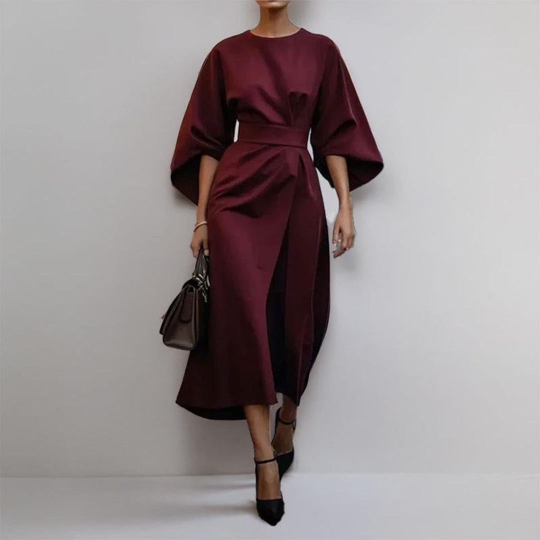 Lucyna – Satin Maxi Dress with Batwing Sleeves