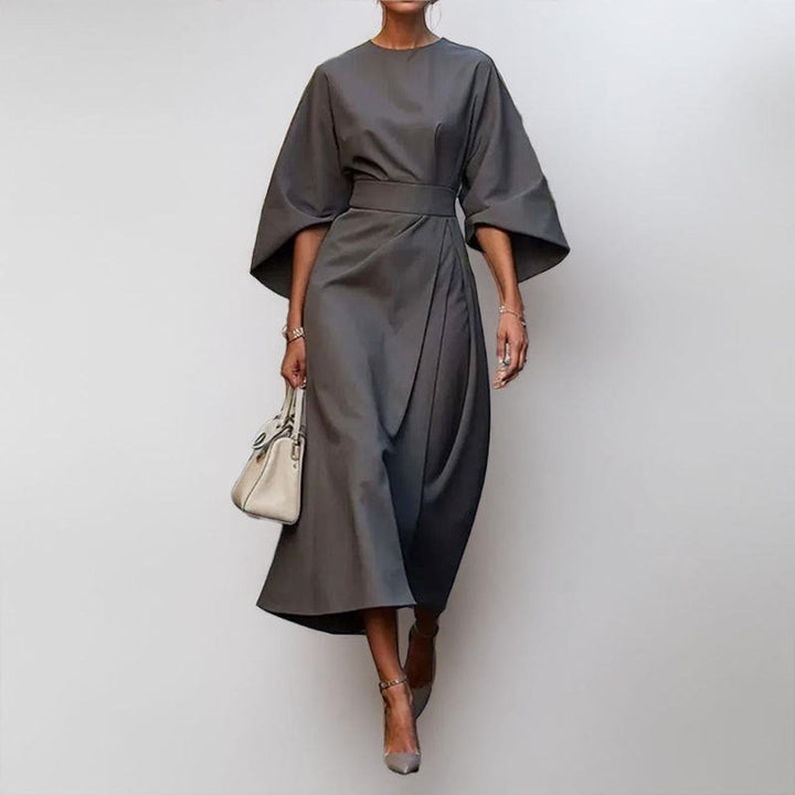 Lucyna – Satin Maxi Dress with Batwing Sleeves