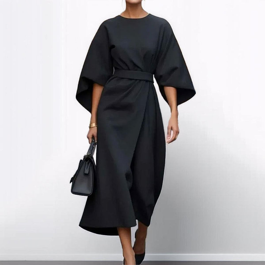 Lucyna – Satin Maxi Dress with Batwing Sleeves