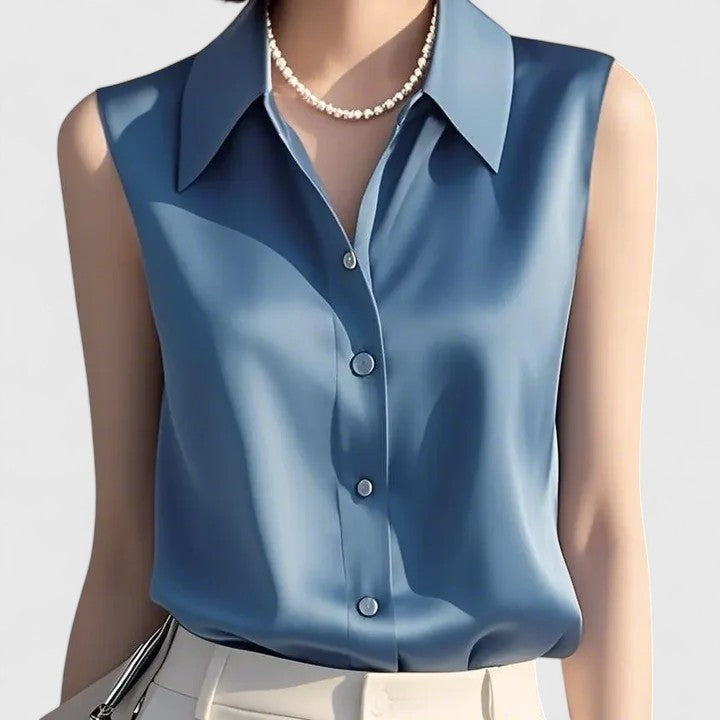 Lindy™ Sleek Minimalist Blouse – Sleeveless Elegance for Everyday Wear