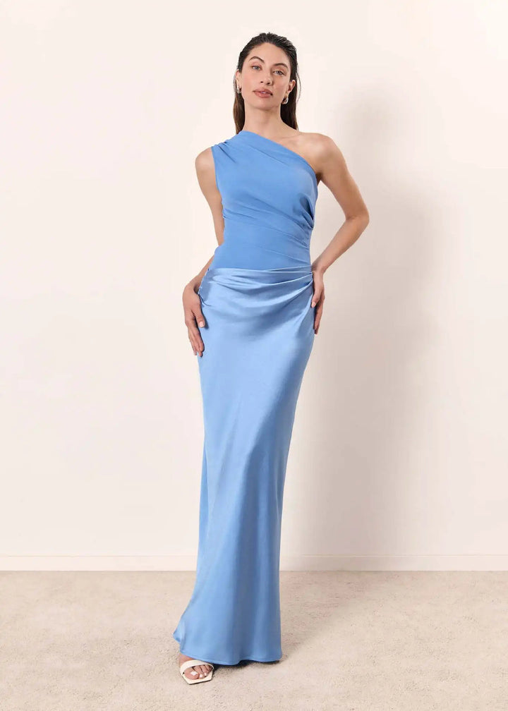 Agnieszka – Satin Maxi Dress with One Shoulder