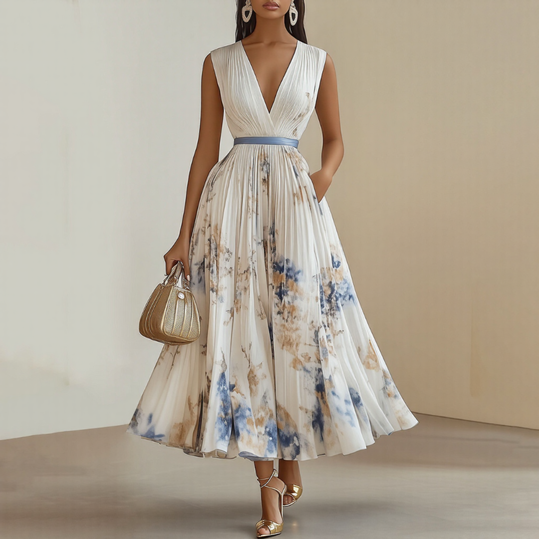 Lidia – Elegant Pleated Maxi Dress