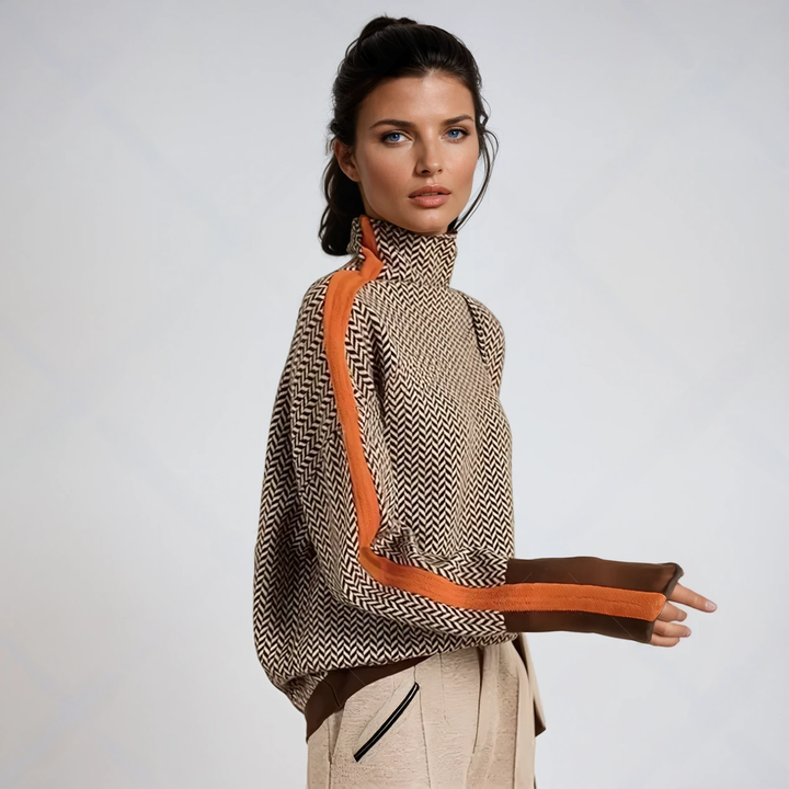 Marieke | Turtleneck with striking contrasting stripes