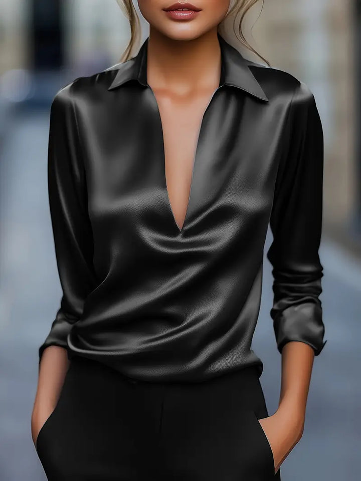 Naya™ – Elegant V-Neck Blouse for Day-to-Night Confidence