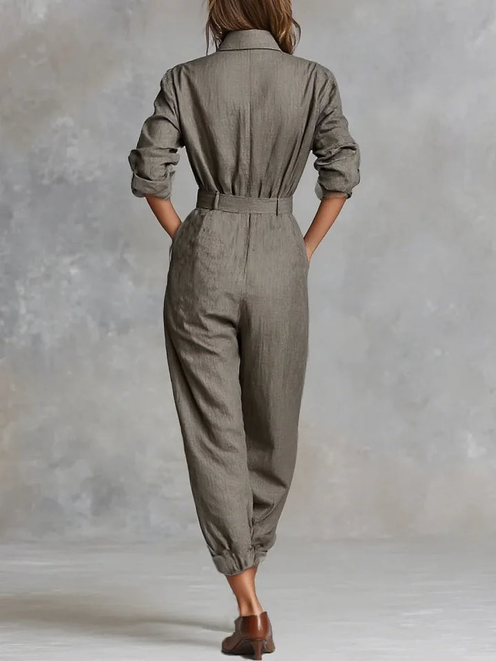 Magda | Cotton-Linen Long Sleeve Jumpsuit