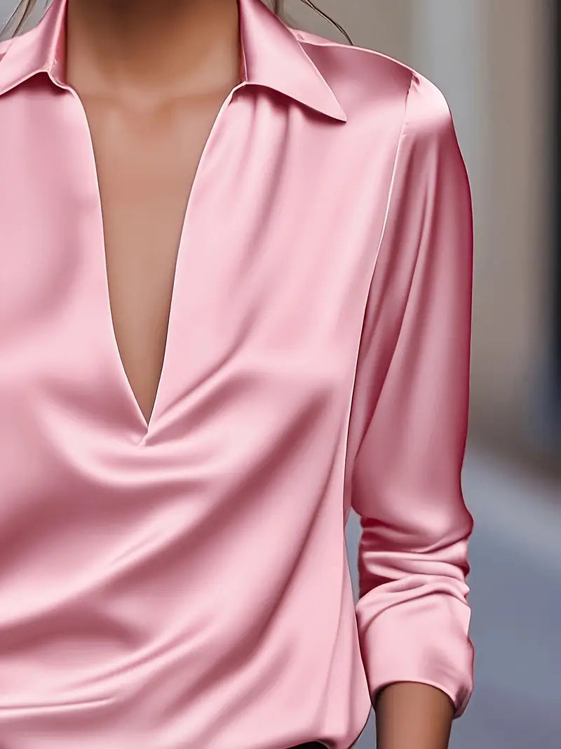 Naya™ – Elegant V-Neck Blouse for Day-to-Night Confidence