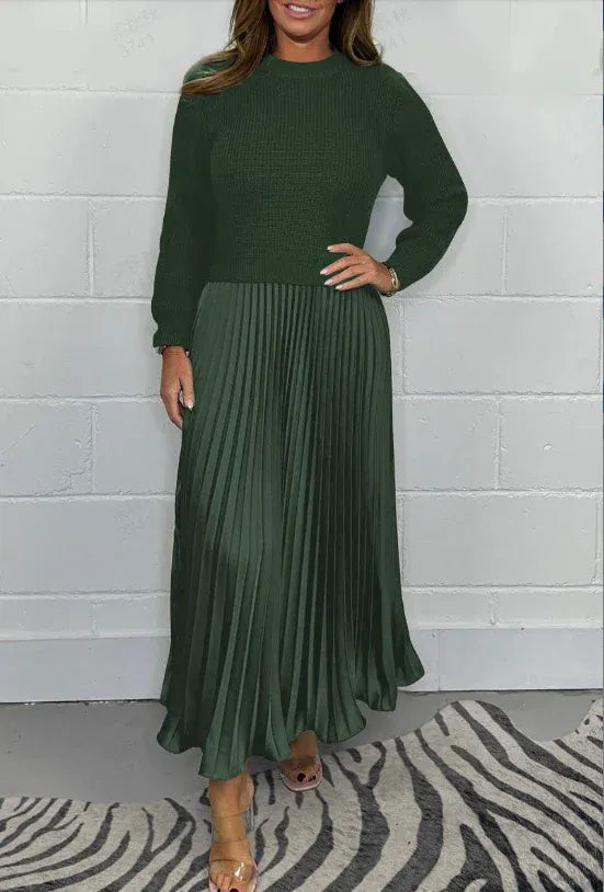 Claudia™ – Pleated Dress with Sweater