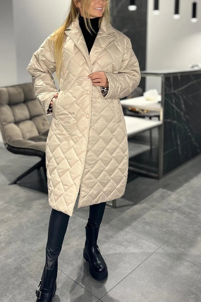 Beata | Reversible Quilted Coat with Leopard Lining