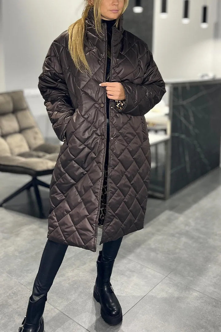 Beata | Reversible Quilted Coat with Leopard Lining