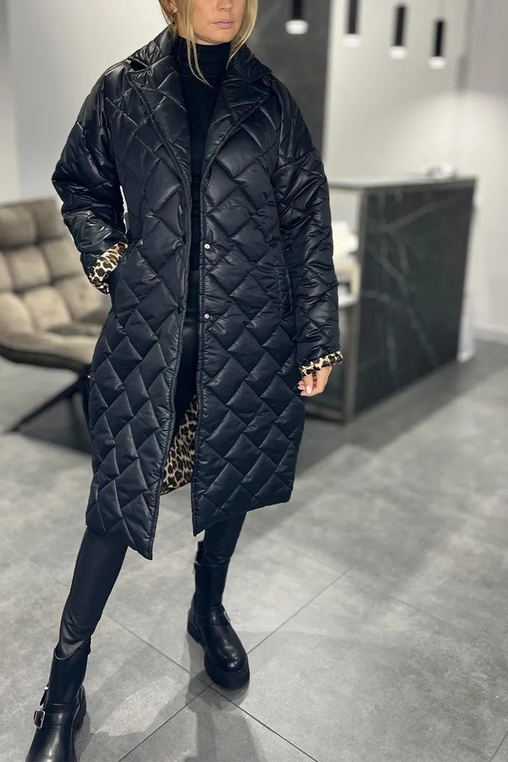 Beata | Reversible Quilted Coat with Leopard Lining